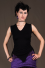T18 - Top in Viscose-lycra with down peaks, linked backless and linked open sides 