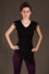 T28 - Top in Viscose-lycra with assymetric down peaks and crumpled lace