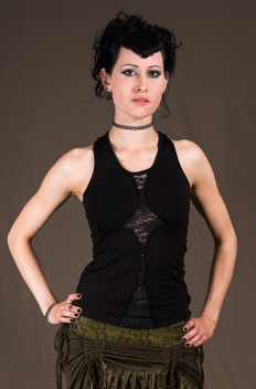 T62 - Top in Cotton-lycra with sport cut, front lace and backless lace