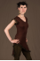 T34 - Top in Viscose-lycra with assymetric down peaks and crumpled lace