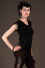 T27 - Top in Viscose-lycra with symetric down peaks, linked backless and crumpled lace
