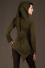 T32 - Top with sleeves in Cotton-lycra with assymetric down peaks, peak hood and linked open sides