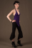 T50 - Top in Viscose-lycra with front down peak, open knotted low-cut neckline, linked backless and knotted open sides