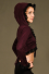 T2 - Top in Viscose-lycra with sleeves, round hood and crumpled lace