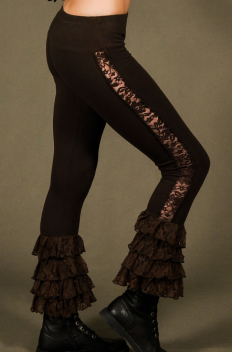 P4 - Legg'in in Cotton-lycra with lace open legg sides and crumpled lace